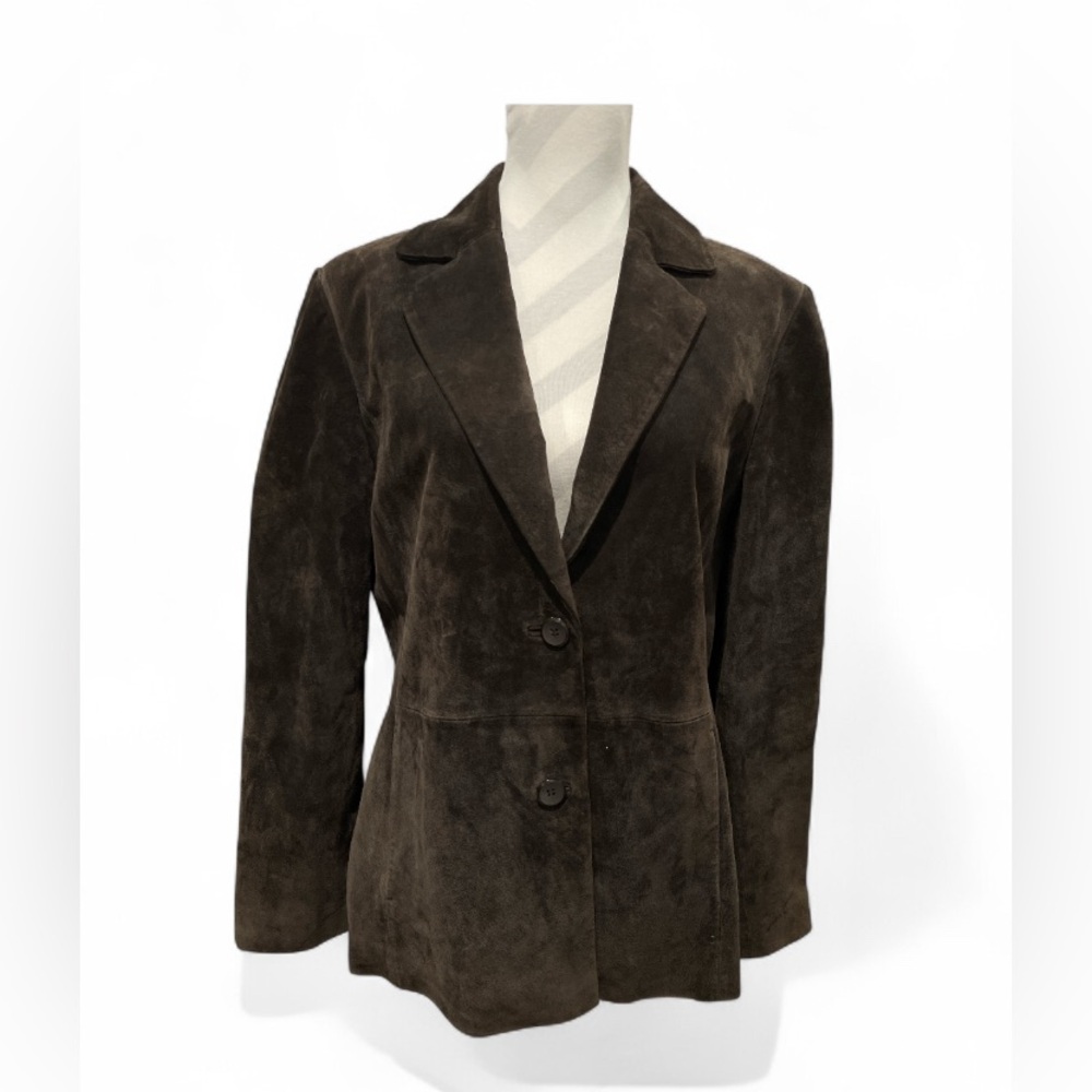Vintage SIENA Brown Suede 100% Leather Blazer Jacket Size 12